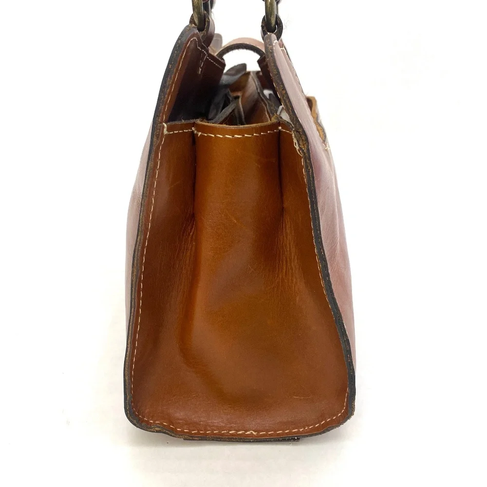 Patricia Nash Tan Rienzo Leather Heritage Collection Satchel